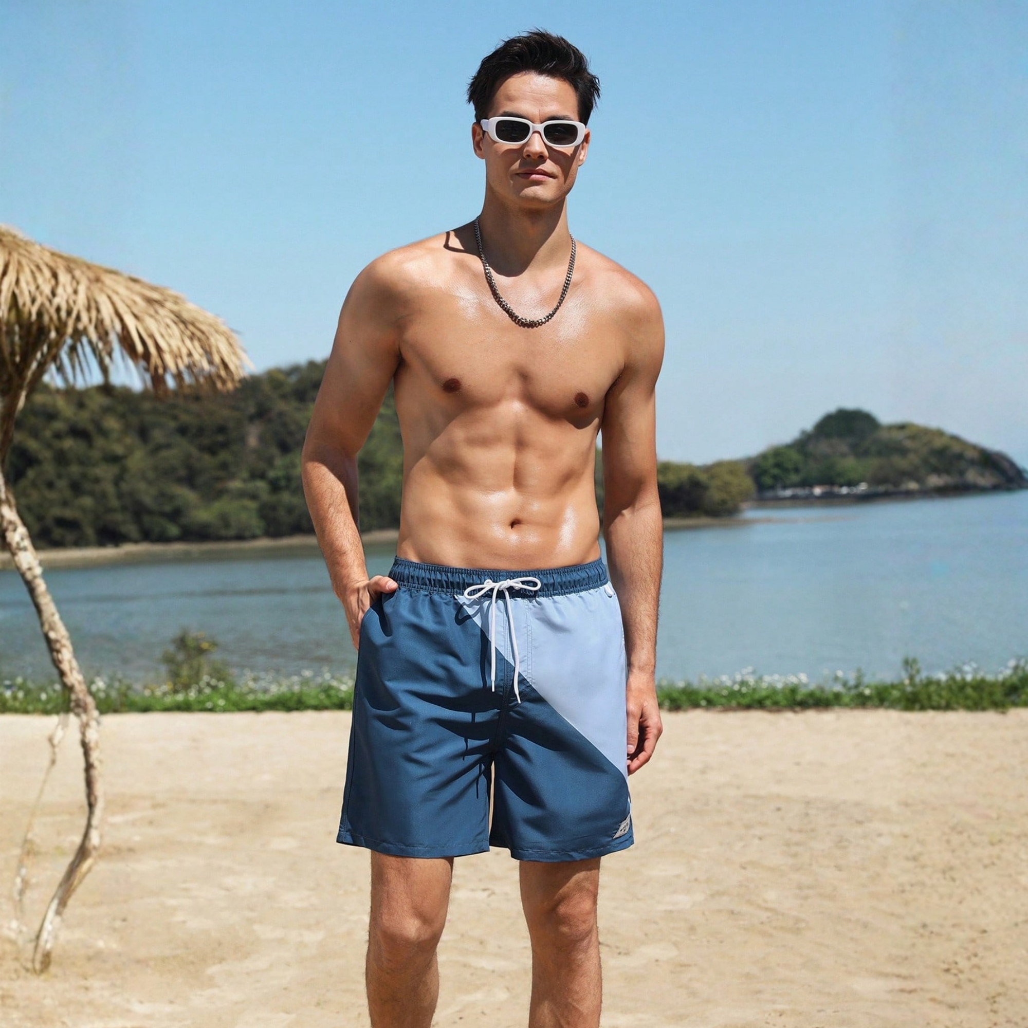 Drawstring Waist Beach Shorts Couples Matching Swimwear