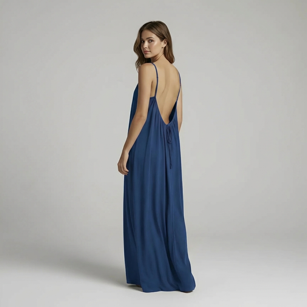 Backless Cami Maxi Dress With Adjustable Straps And Sleeveless Fit For Women