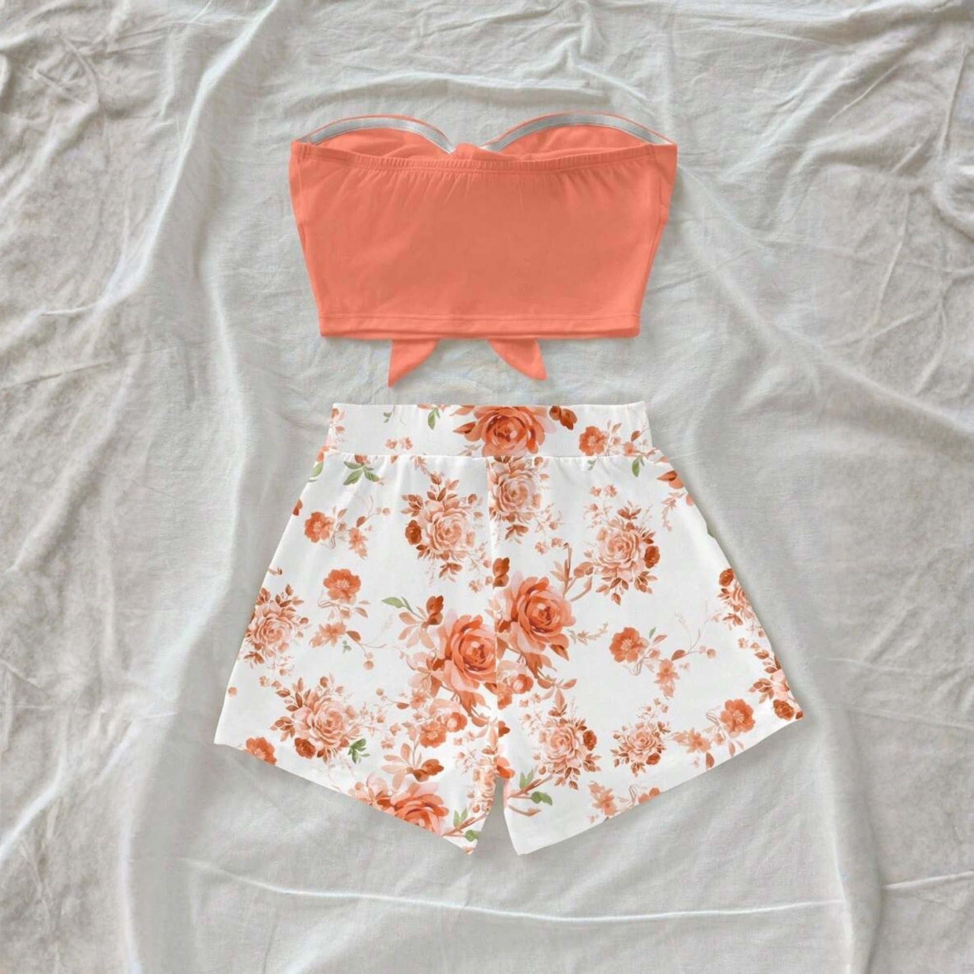 Floral Print Short Sleeve Shirt And Drawstring Waist Pocket Shorts Beach Outfit Women Couple Matching Bathing Set