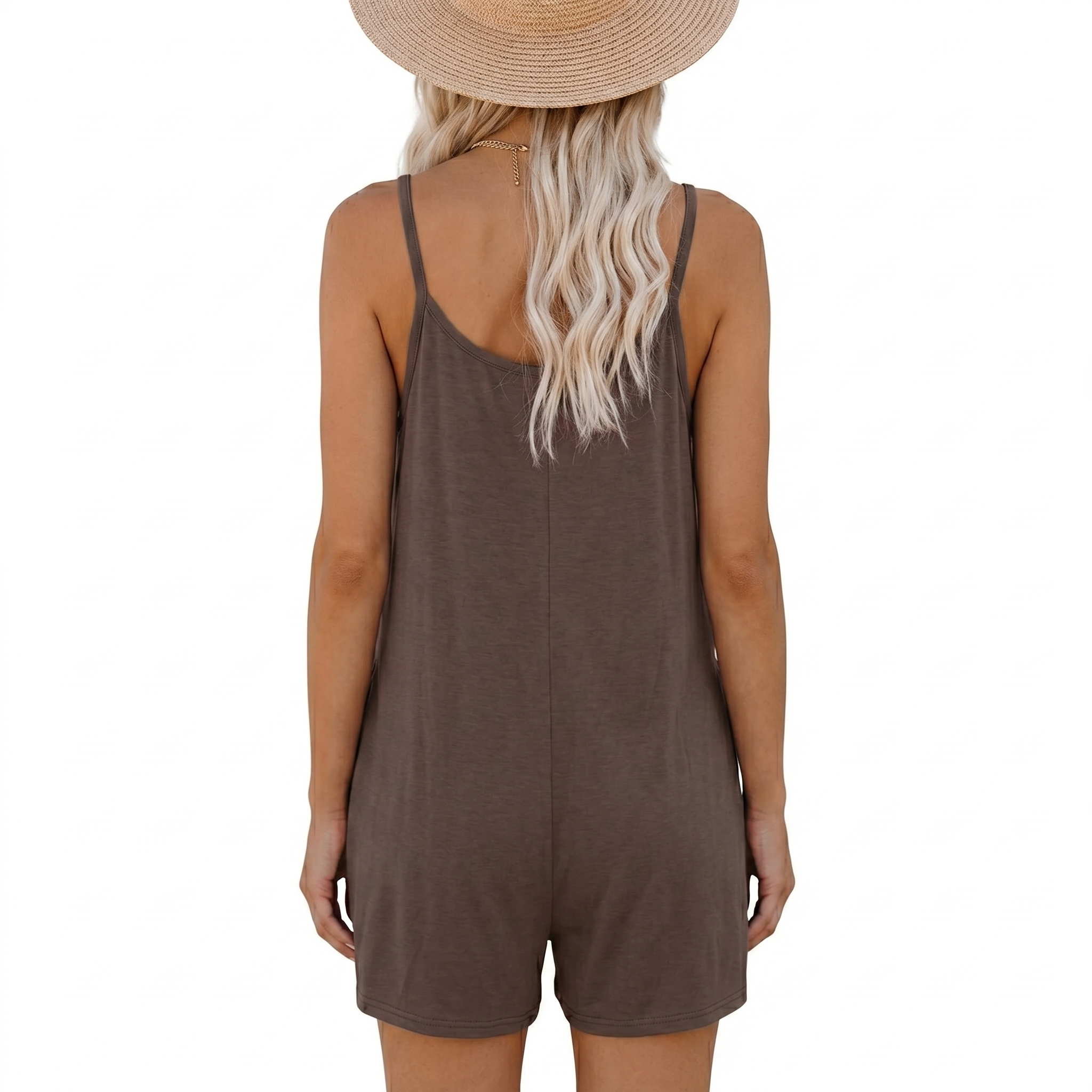 Beach Summer Strappy Loose Fit Romper with Pockets