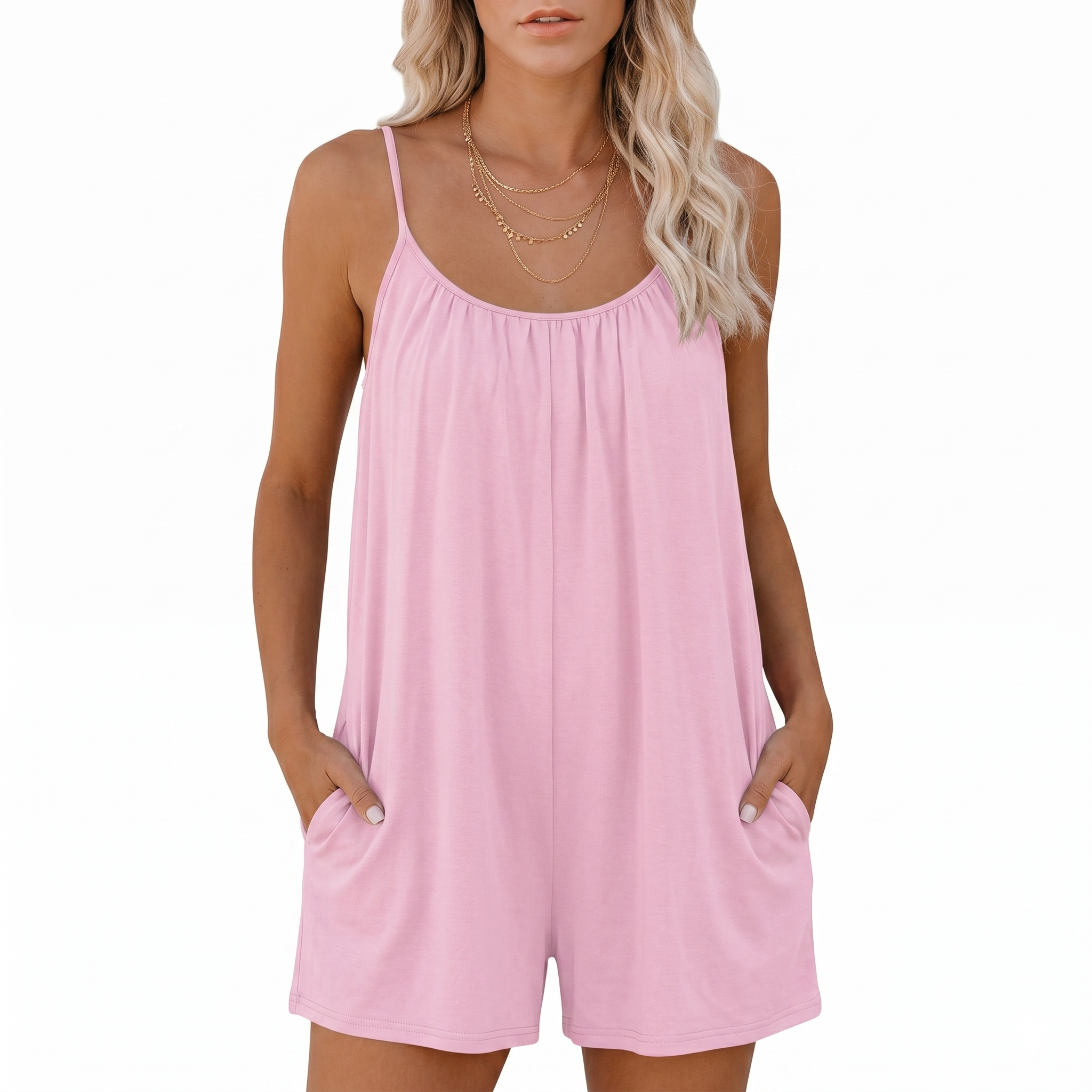 Beach Summer Strappy Loose Fit Romper with Pockets