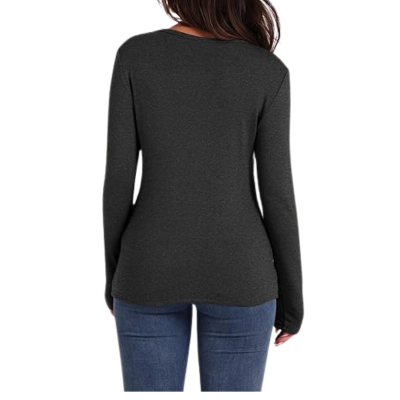 Womens Long Sleeve Thermal Top Light Fleece Casual Basic Top