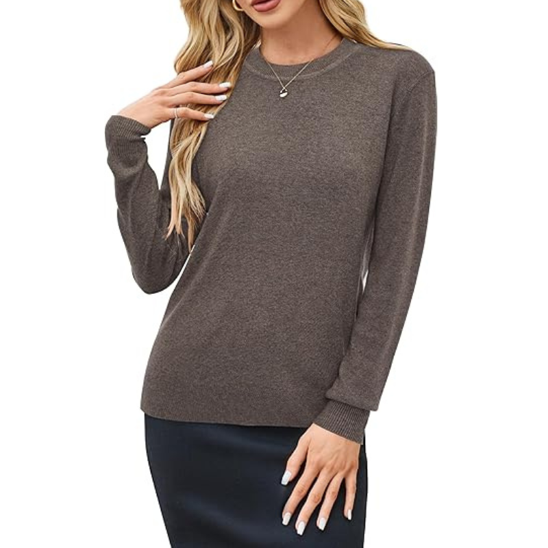 Womens Wool Blend Crew Neck Fall Casual Sweater
