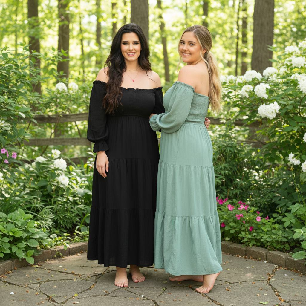 Long Sleeve Smocked Tiered Maxi Dress