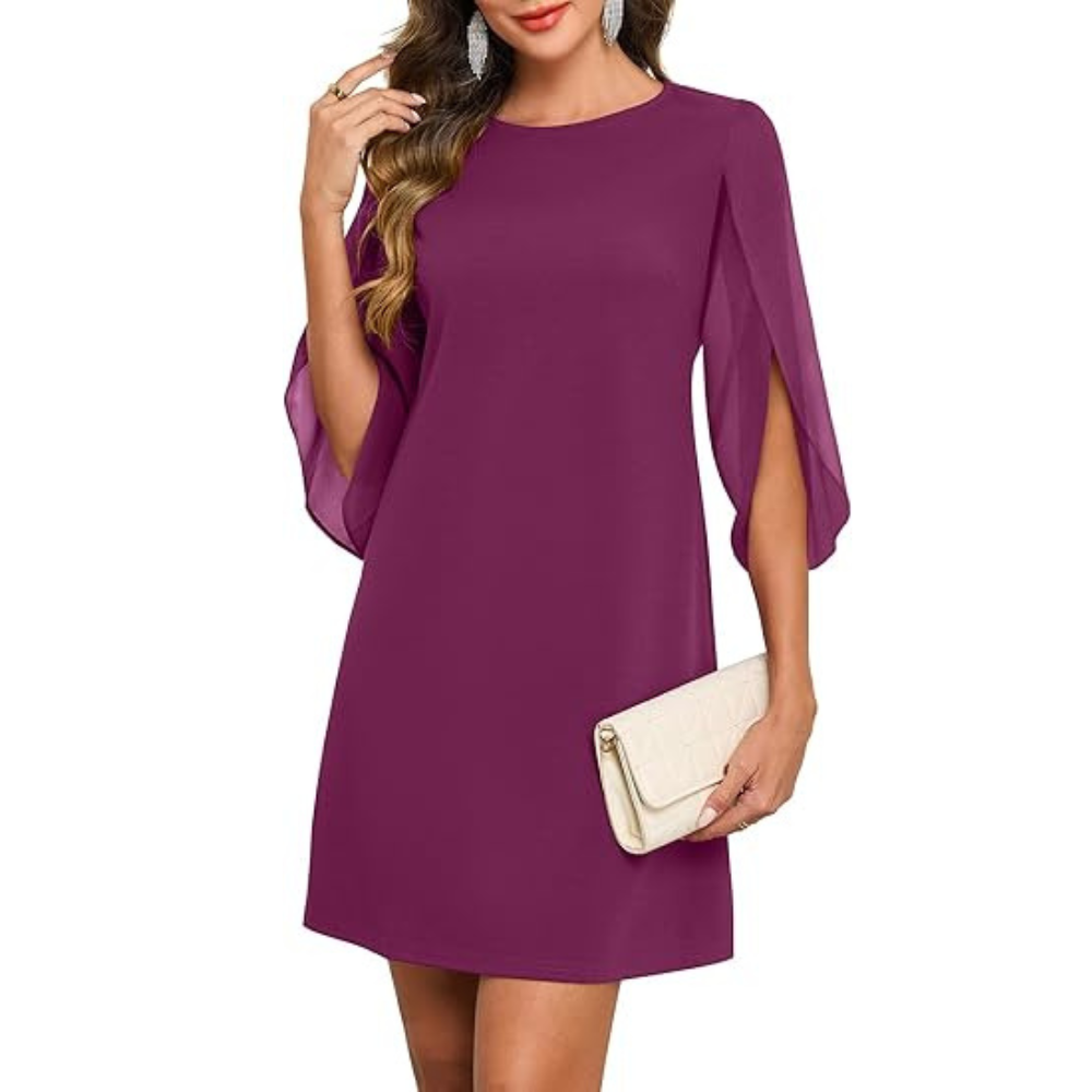 Flutter Sleeve Chiffon Cocktail Party Dress For Women