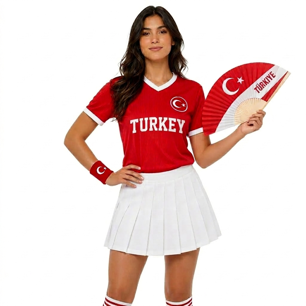 FIFA 2026 Turkey Football Themed Two Piece Skirt Set For Women