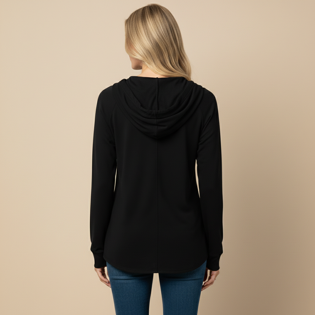 Plaid Tunic Hoodie Loose Fit Pullover