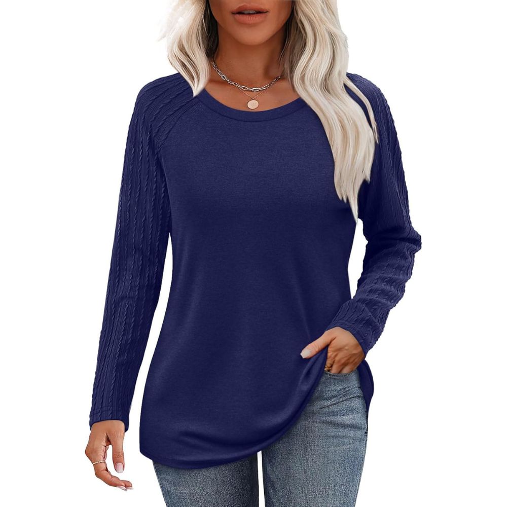 Long Sleeve Shirts for Women's Crewneck Oversized Sweatshirt Tunic Tops