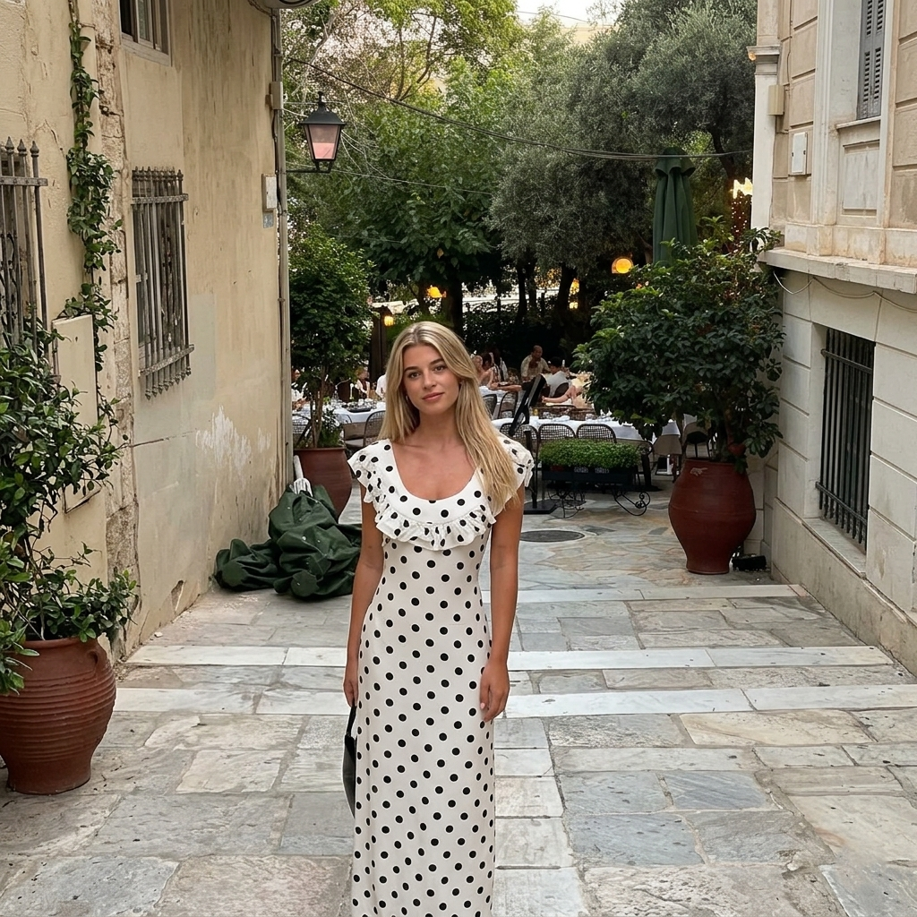 Polka Dot Maxi Dress With Elegant Tie Strap Design