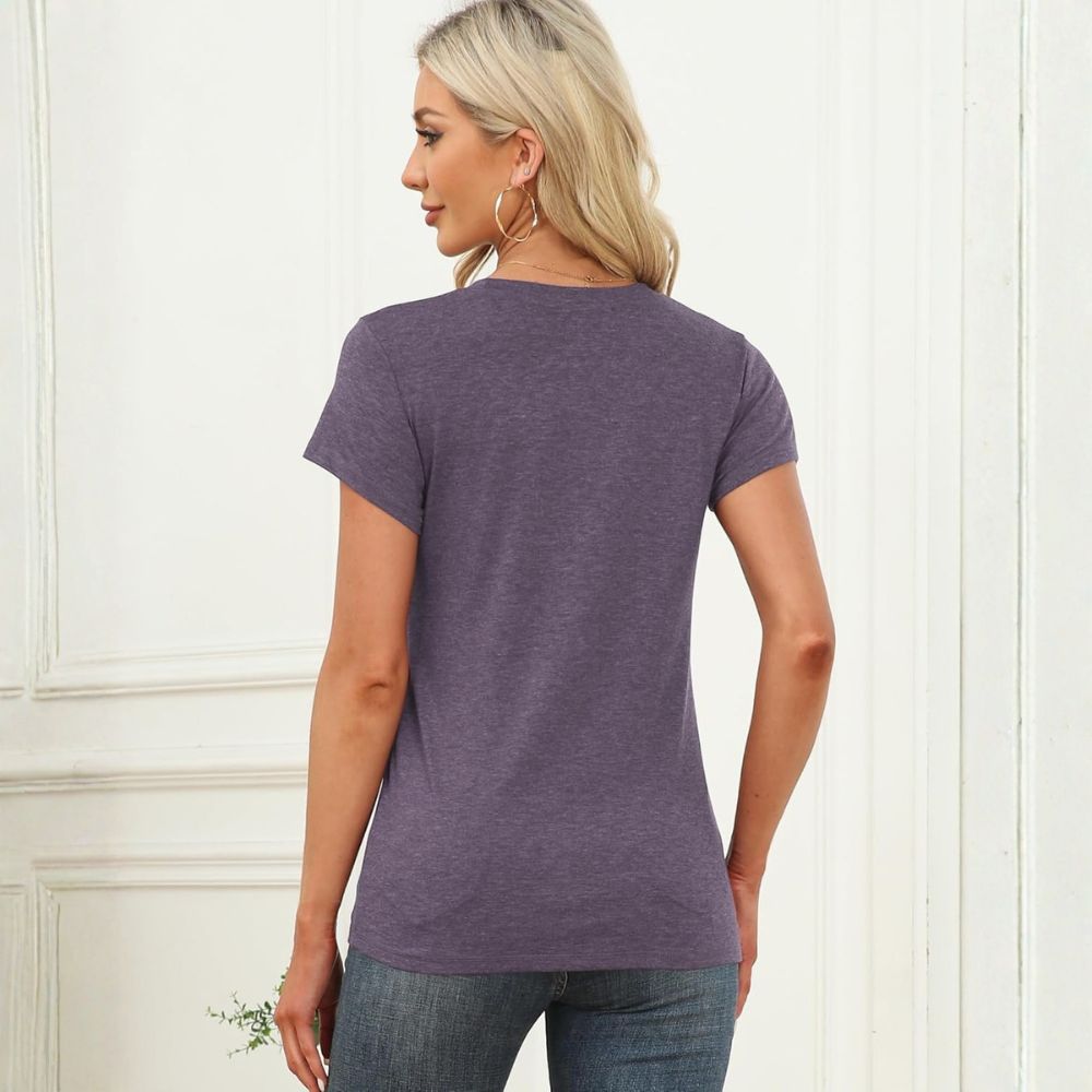 Women's Short Sleeve Tops Summer T-Shirts Round Neck Causal Fashion