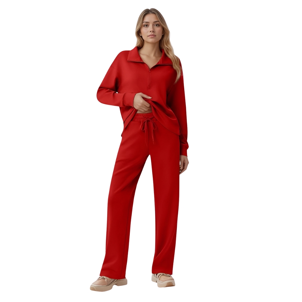 Two Piece Half Zip Sweatsuit With Loose Fit Outfit For Women
