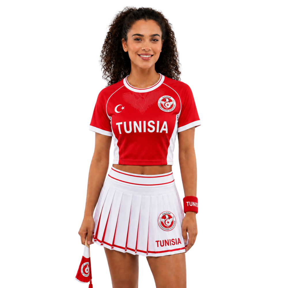 FIFA 2026 Tunisia Football Themed Two Piece Skirt Set For Women