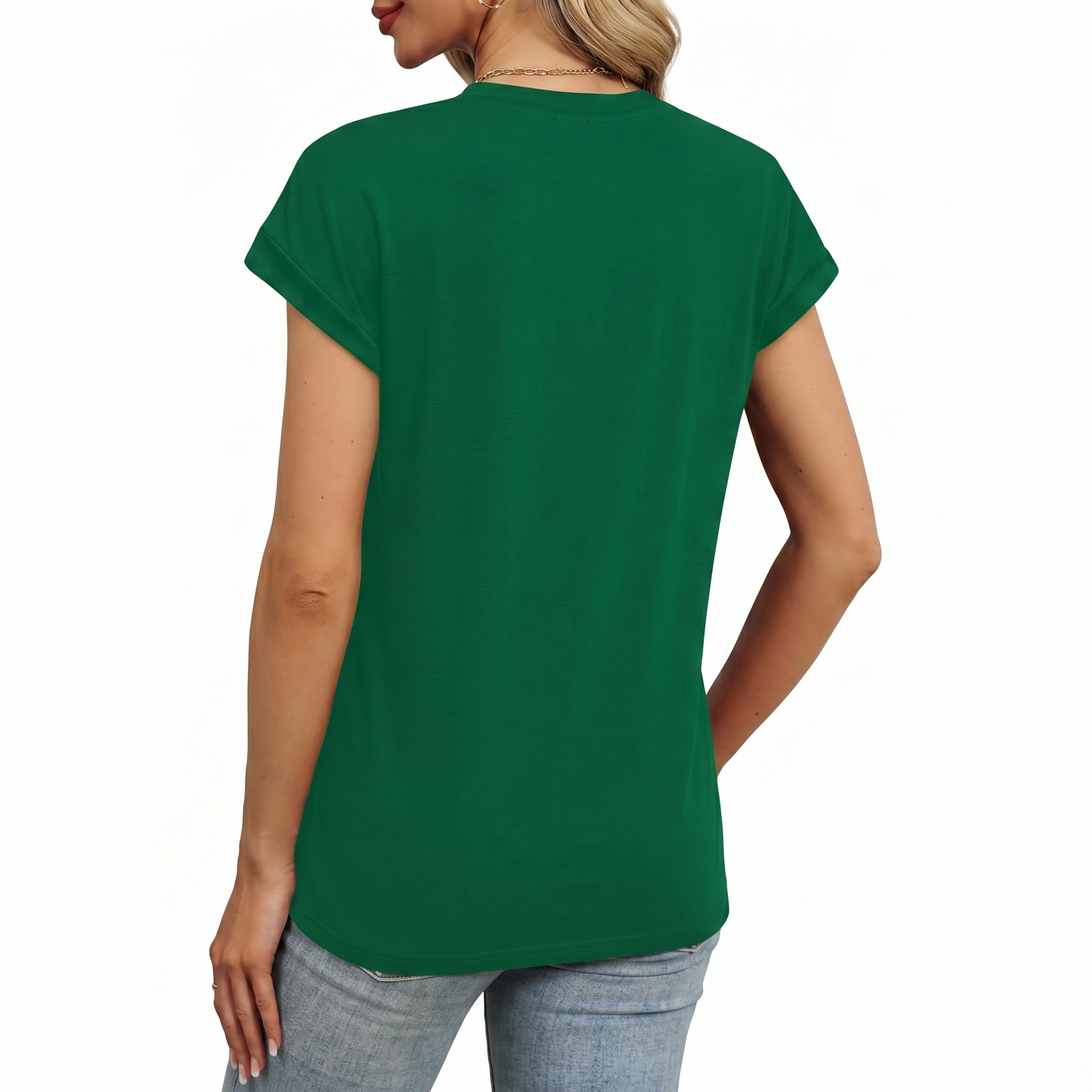 Short Sleeve Shirts Crew Tunic Blouses For Summer 