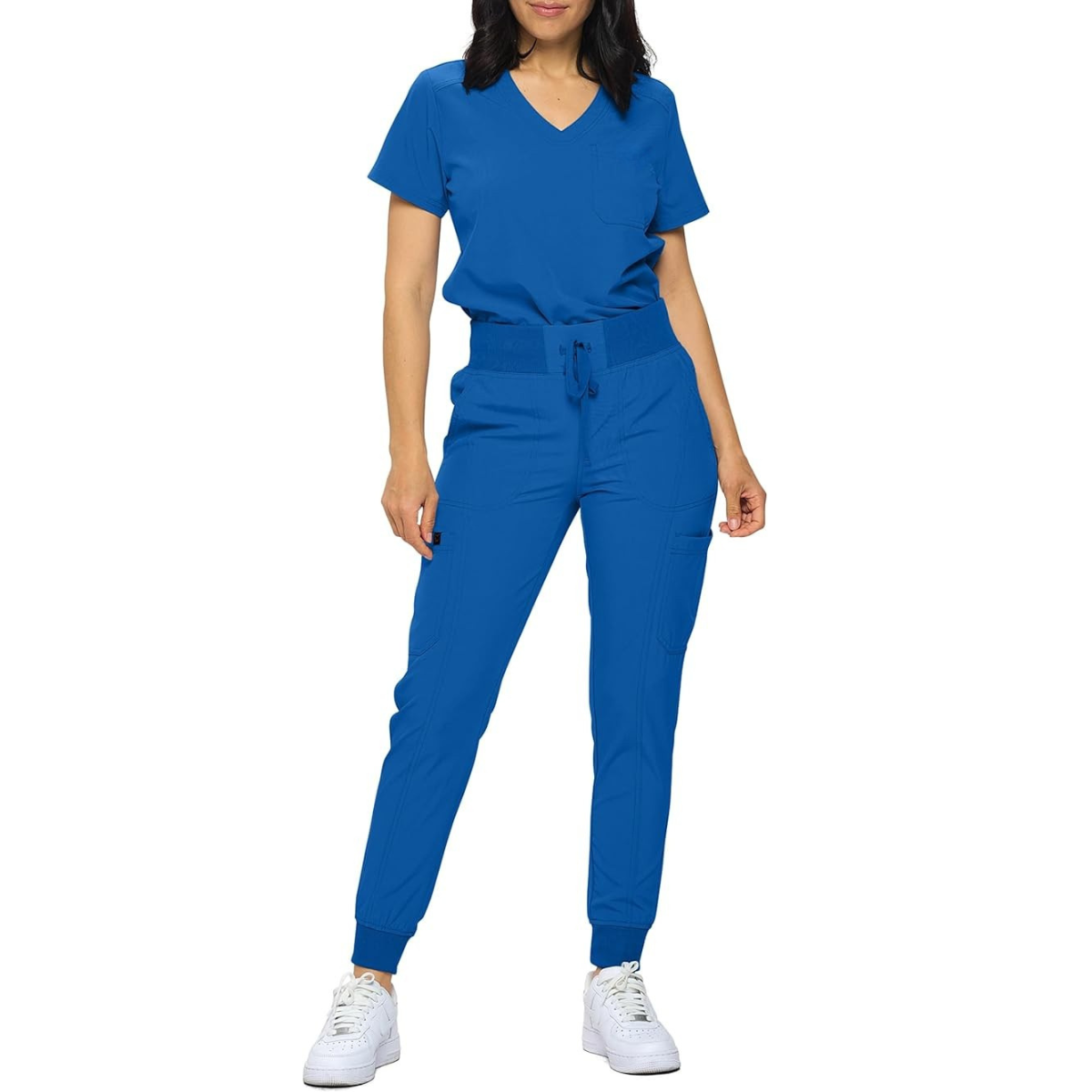 Women Stretchy Jogger Scrub Set With Tuck In Top