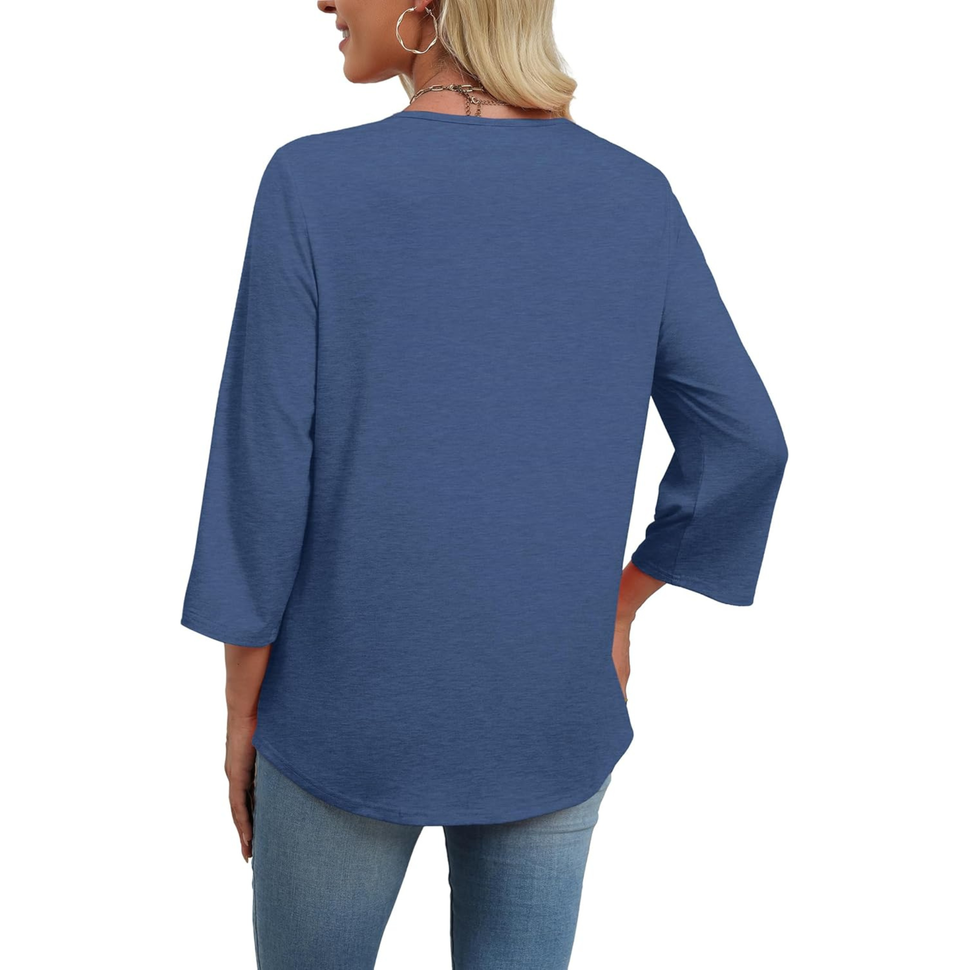  Length Sleeve Womens Tops Boho V Neck Lace Shirt Trendy Blouses Dressy Casual Vacation