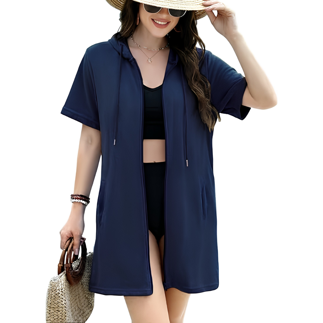 Bathing Swimsuit With Cover Up Towel Robe For Women 