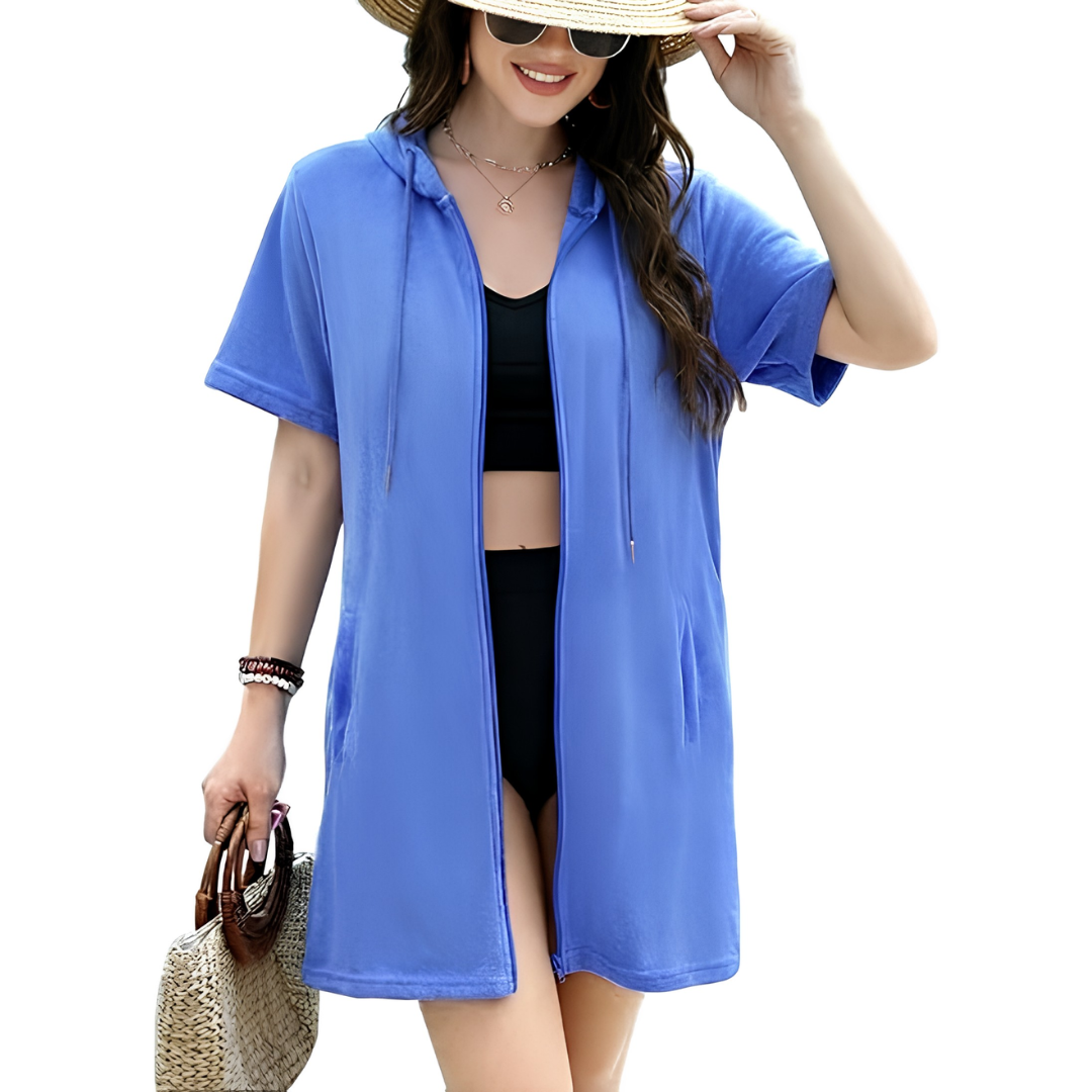 Bathing Swimsuit With Cover Up Towel Robe For Women 