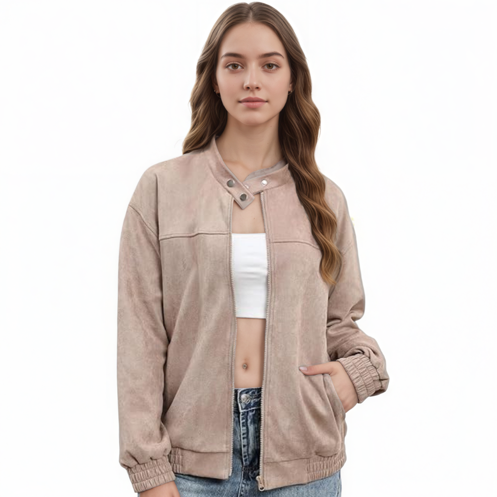 Women’s Oversized Faux Leather Motorcycle Bomber Jacket Zip Up Coat