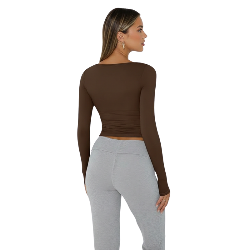 Womens Long Sleeve Shirts Crop Tops Fall Fashion