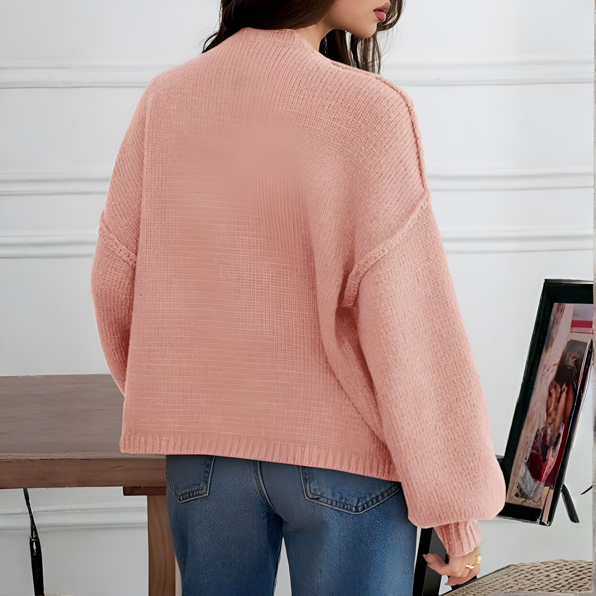 Oversized Button Up Knit Cardigan With Lantern Sleeves