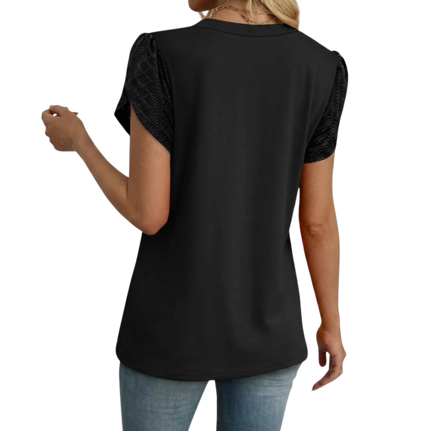 Women Tops Dressy Casual Petal Sleeve Summer Spring Short Sleeve Shirts Work Business Vacation Clothes