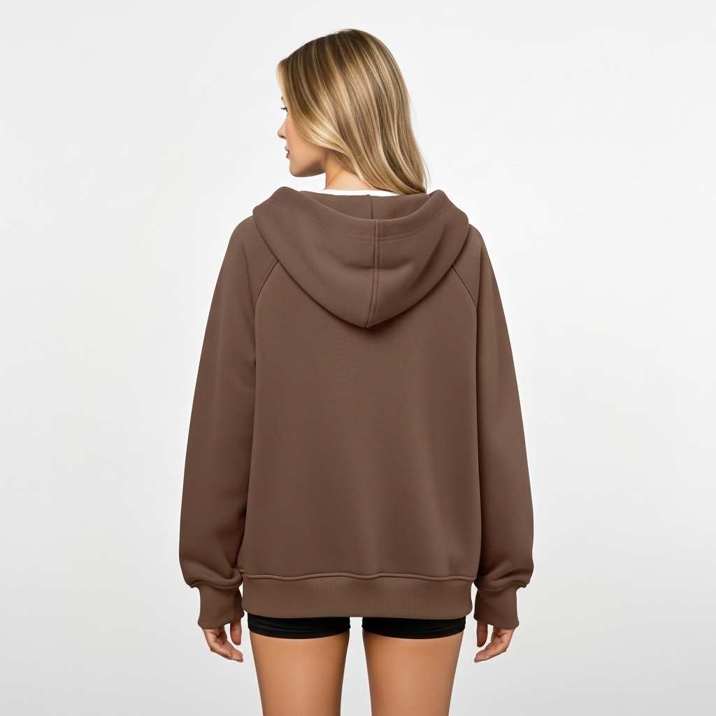 Half Zip Fleece Hoodie Sweatshirt With Oversized Fit Style For Women