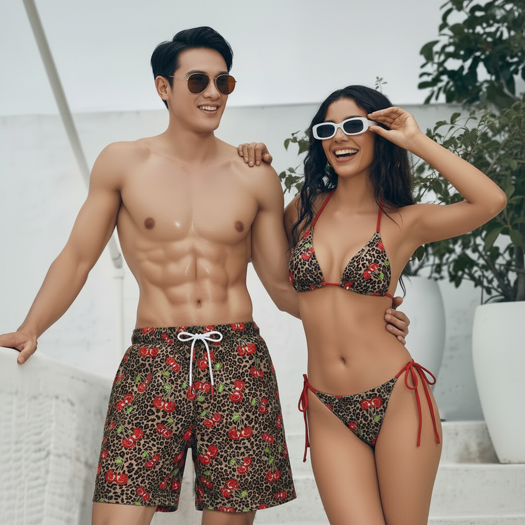 Beach Shorts With Floral Print Design And Pocket For Men 