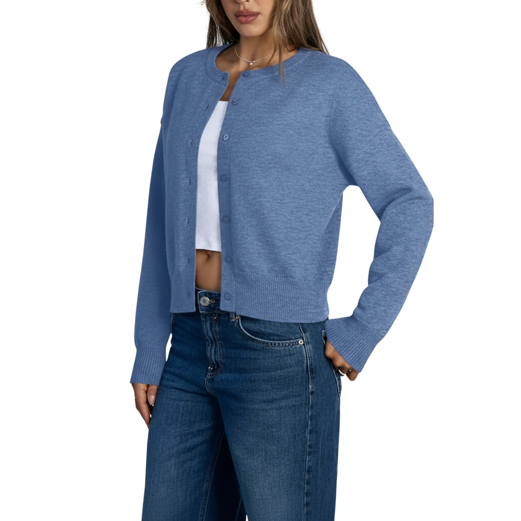 Cropped Lightweight Button Front Cardigan Sweater For Women