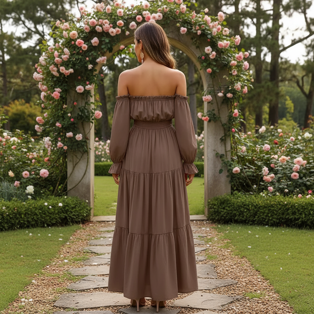 Long Sleeve Smocked Tiered Maxi Dress