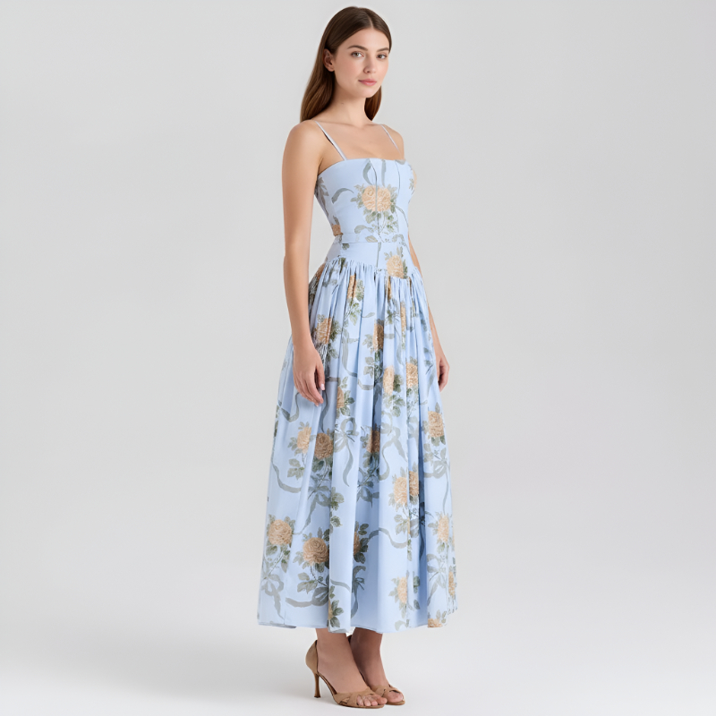 Floral Print Maxi Dress With Spaghetti Straps