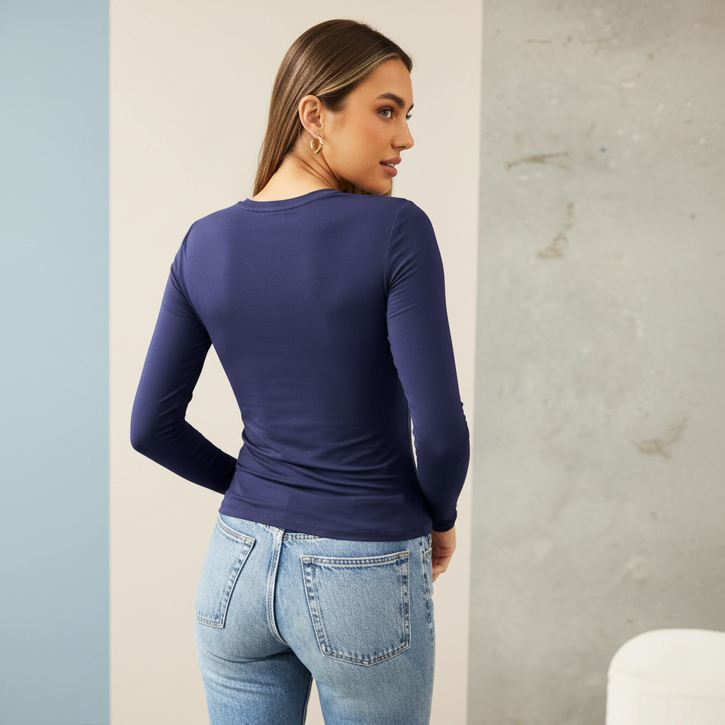 Women’s Trendy Long Sleeve Crop Top Tight Fit Casual Wear