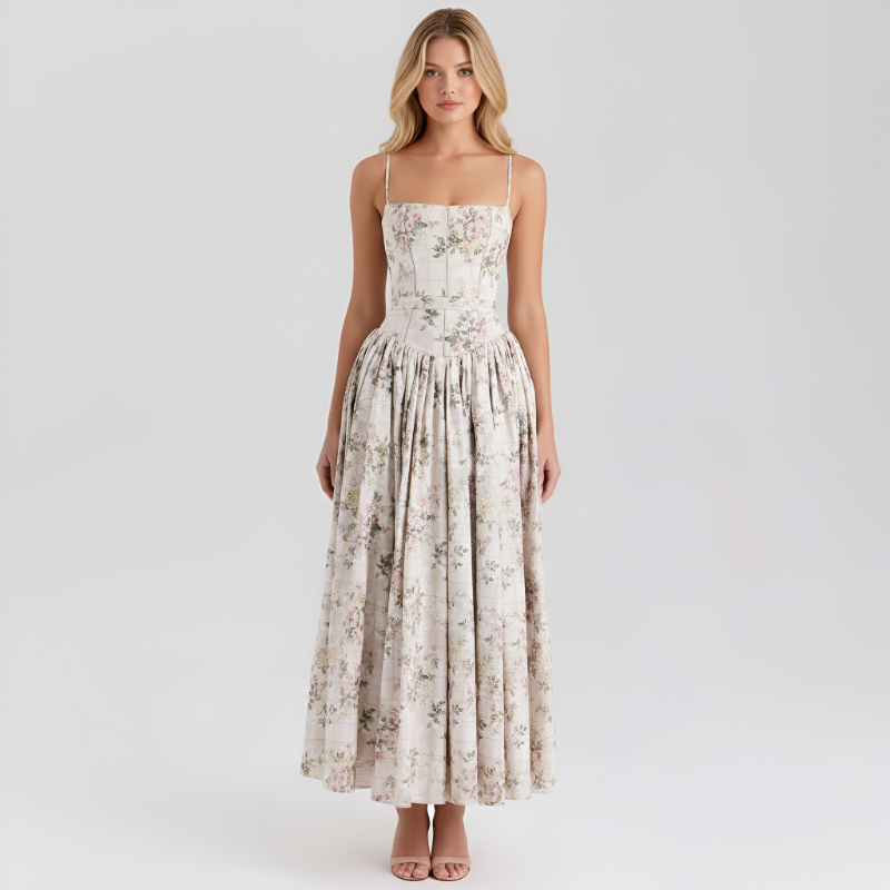 Floral Print Maxi Dress With Spaghetti Straps