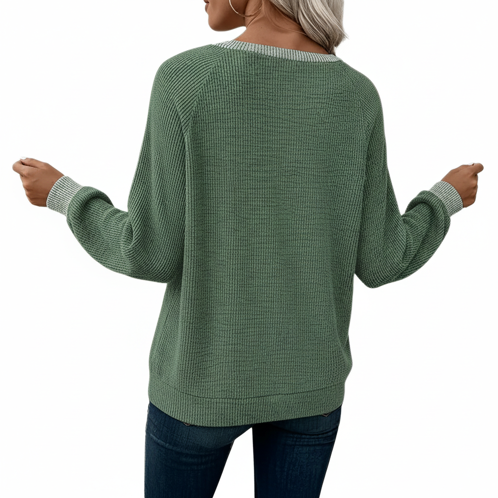 Long Sleeve Shirts With Patchwork Button Detail For Women