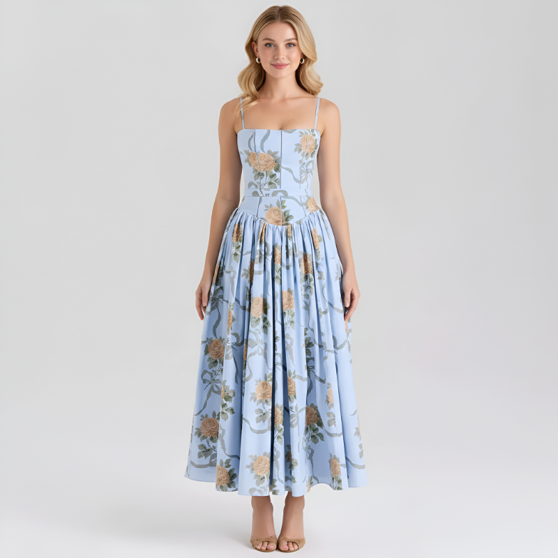 Floral Print Maxi Dress With Spaghetti Straps