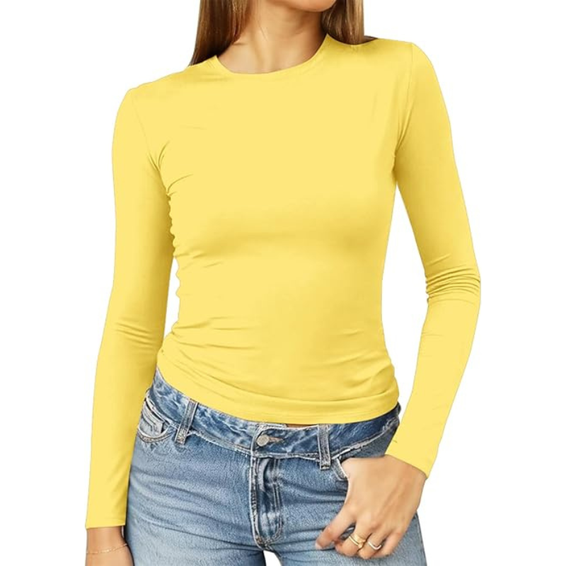 Women’s Trendy Long Sleeve Crop Top Tight Fit Casual Wear