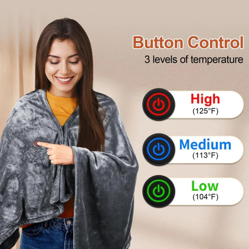 Zip Up Heated Blanket Shawl