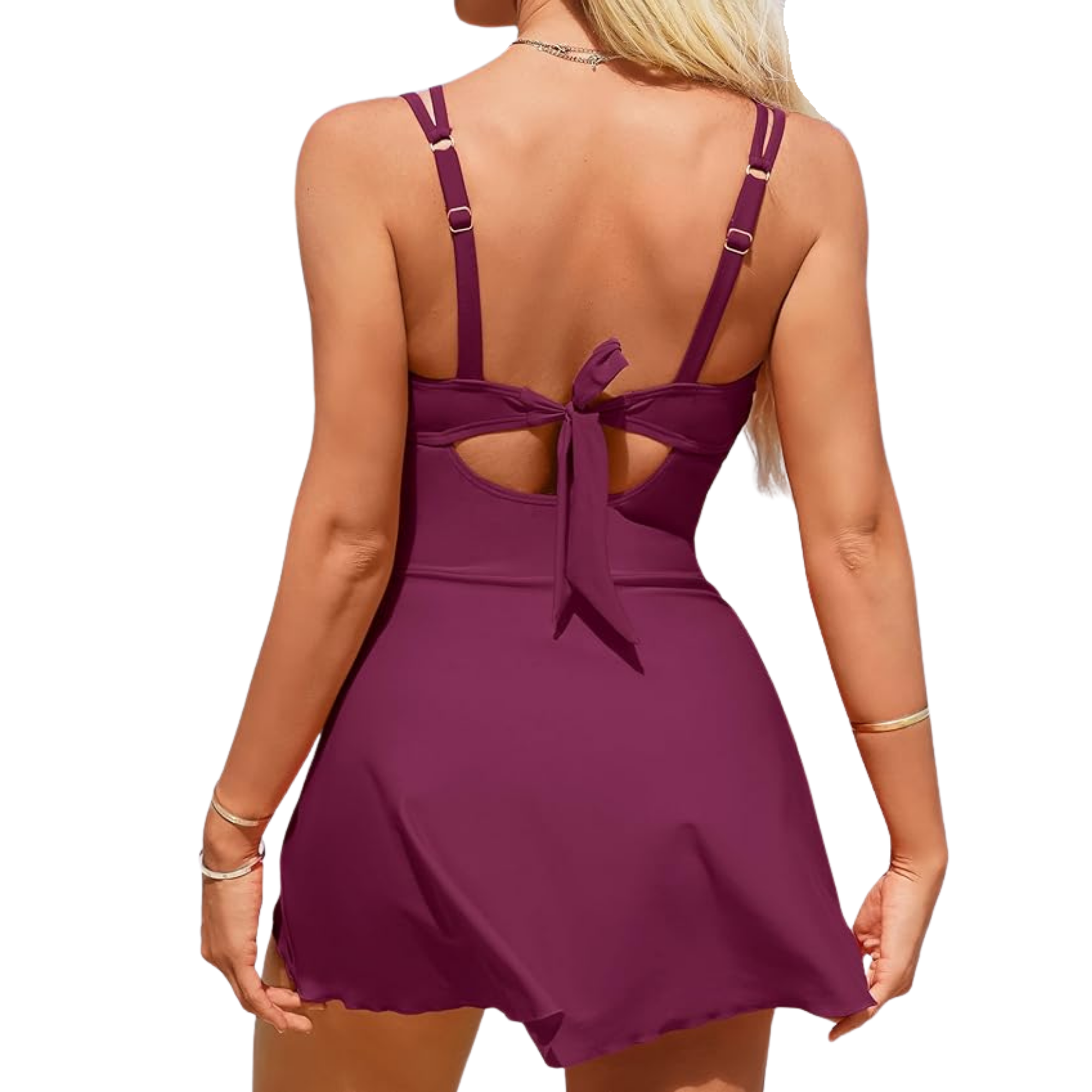 Scalloped Tie Knot Modest Swim Dress