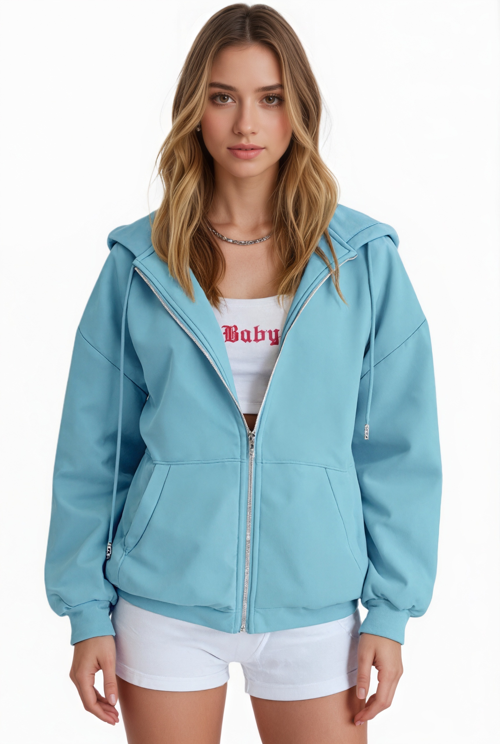 Zip Up Y2K Hoodie Casual Long Sleeve Sweatshirt Hoodie With Pockets