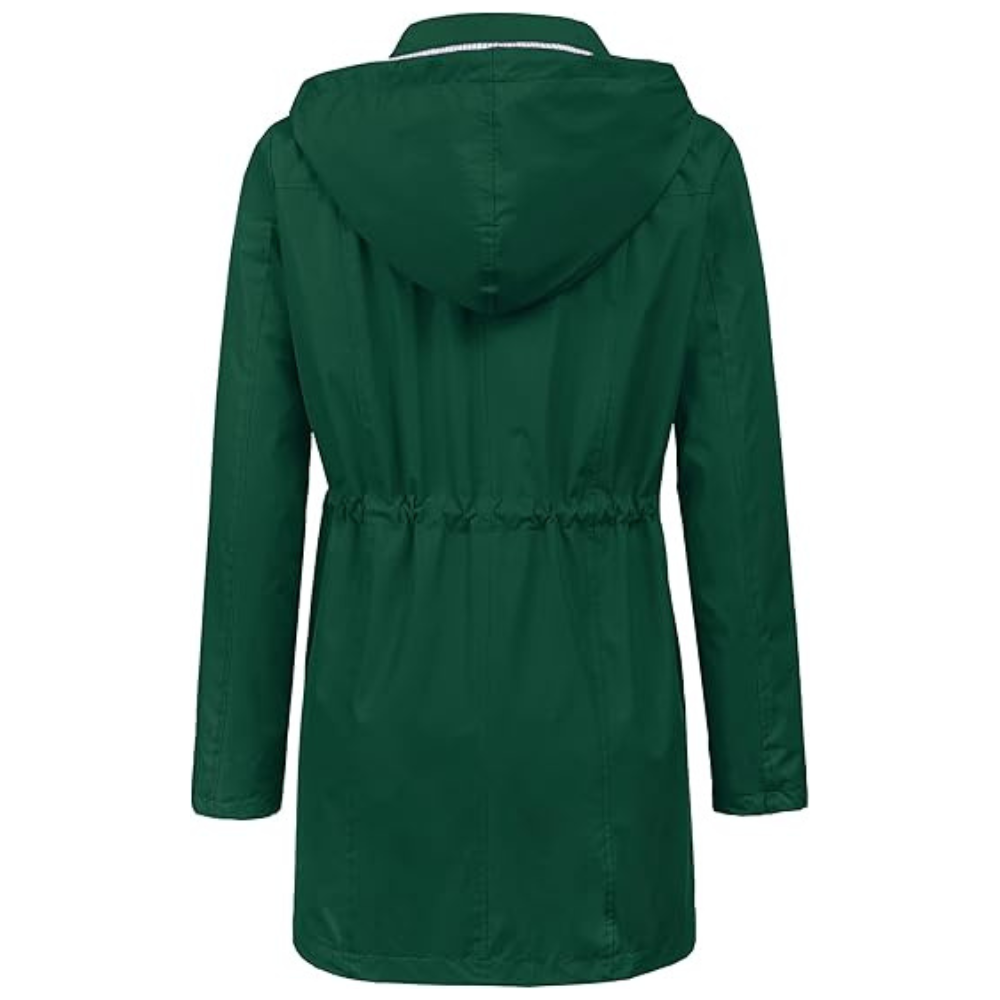 Waterproof Long Hooded Trench Coat Lined Windbreaker Travel Jacket