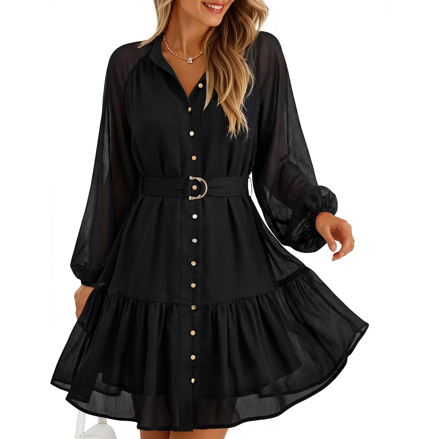 Floral Printed Long Sleeve Mini Dress For Women