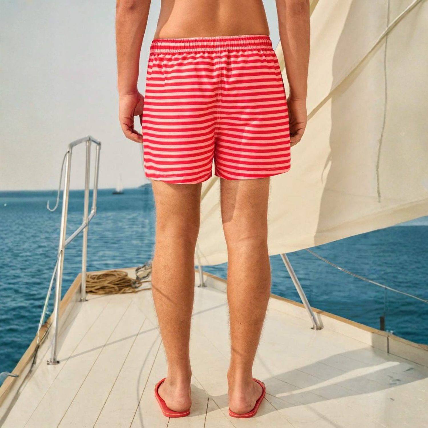Striped Couple Swimwear For Men Beach Shorts And Women Swimsuit Set