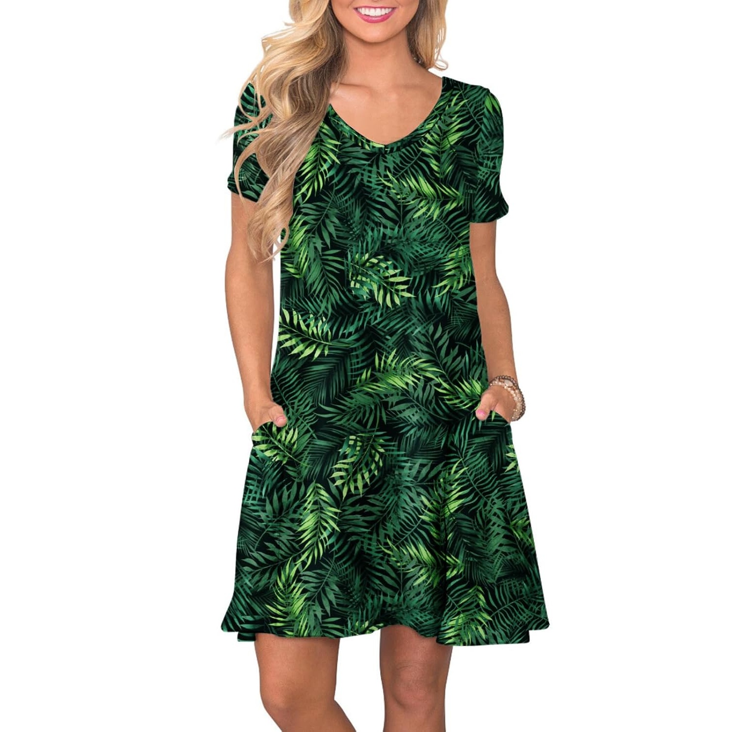 Casual Short Summer Sleeve Dress With Pockets For Women