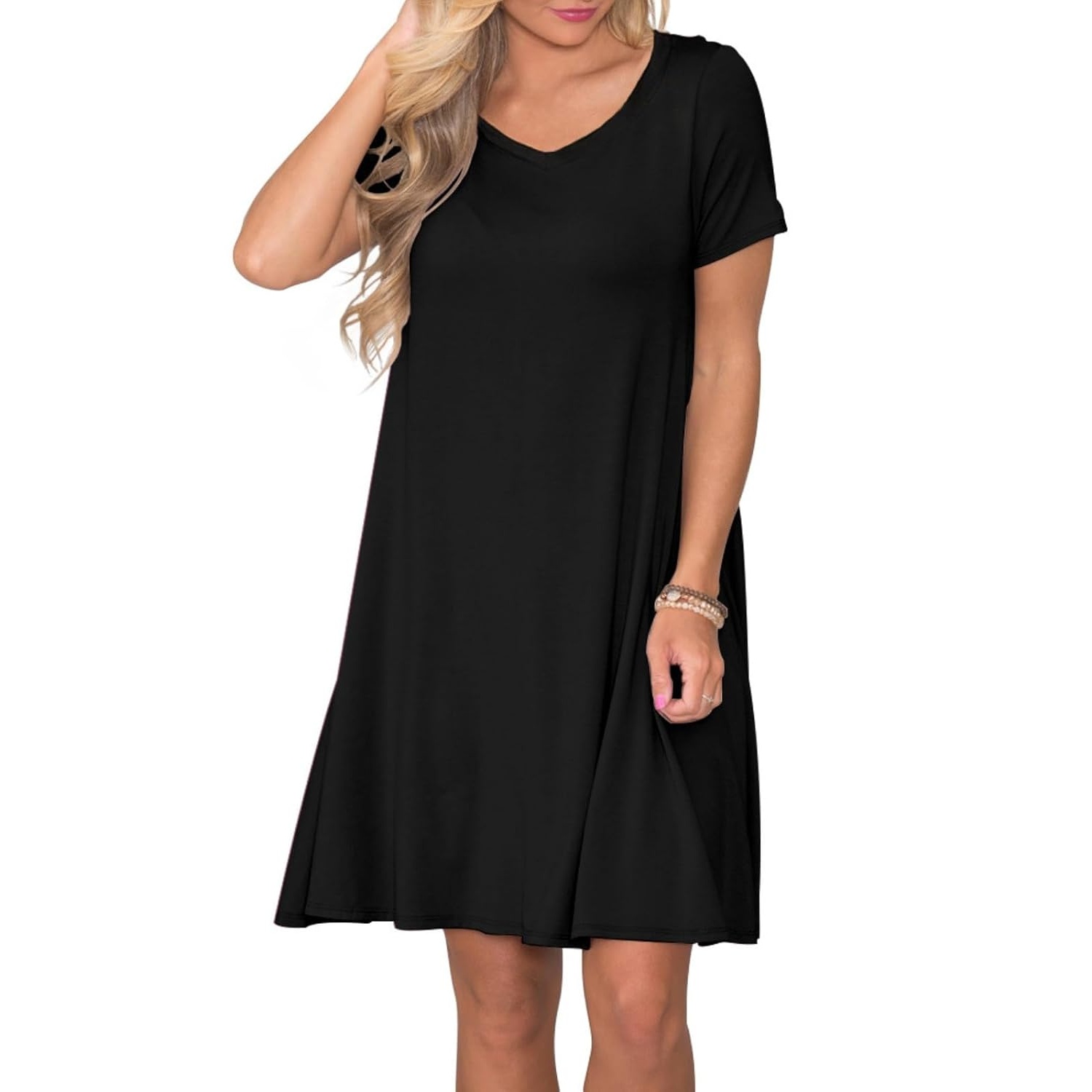 Casual Short Summer Sleeve Dress With Pockets For Women