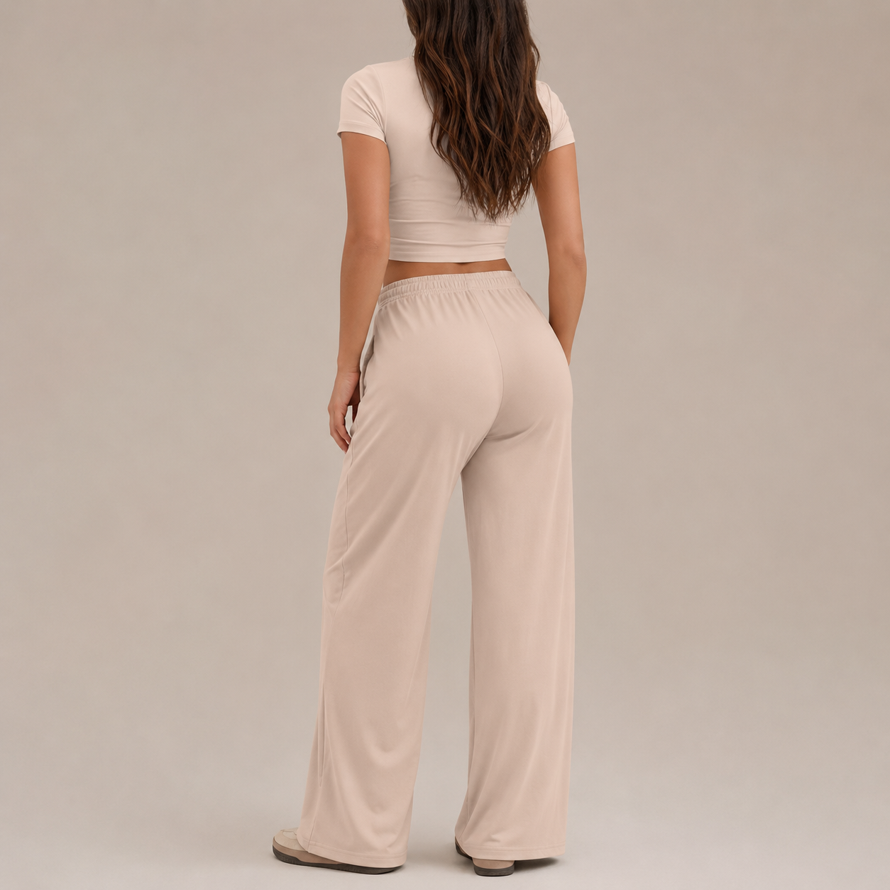 2 Piece Summer Lounge Set With Wide Length Pants For Women