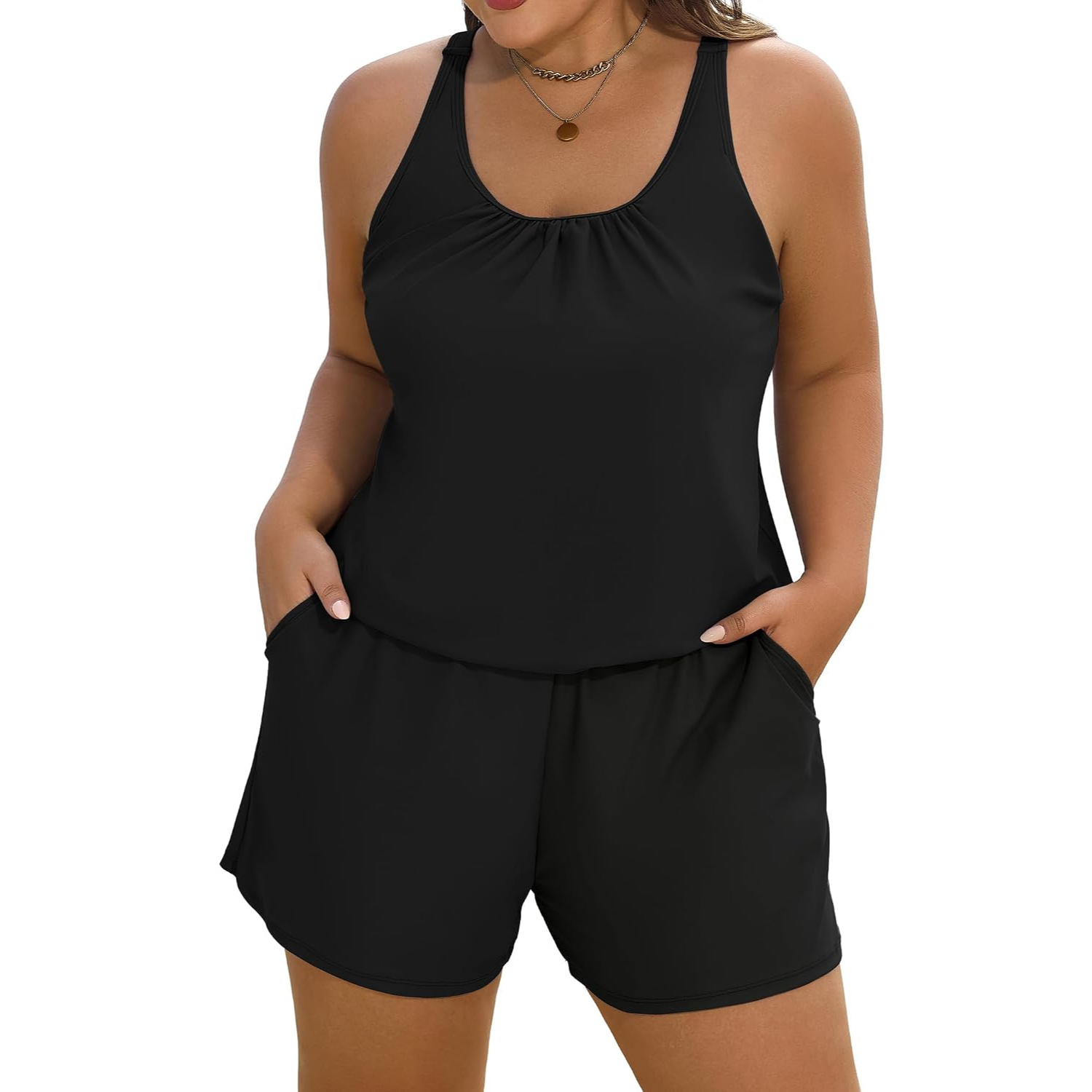 One Piece Swim Romper With Pockets For Women