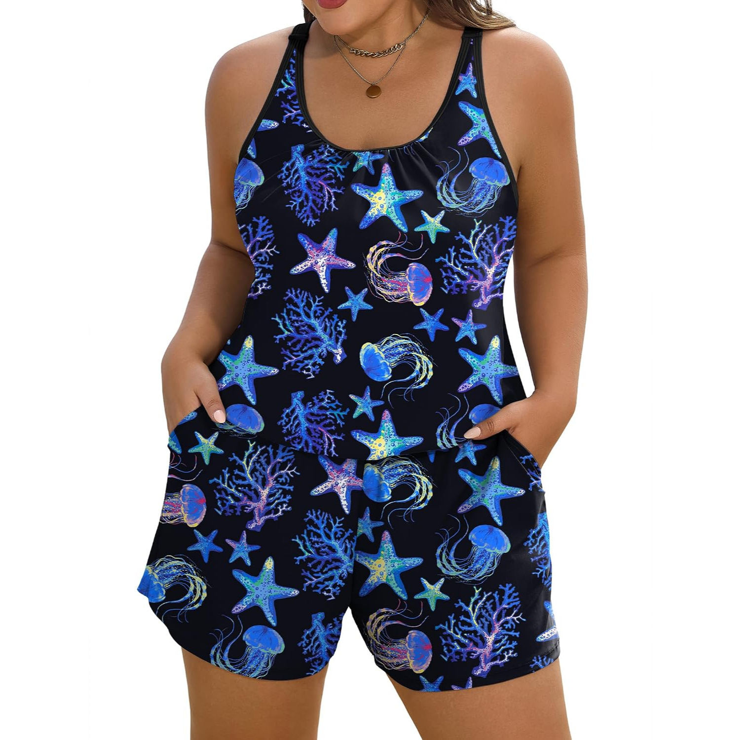 One Piece Swim Romper With Pockets For Women