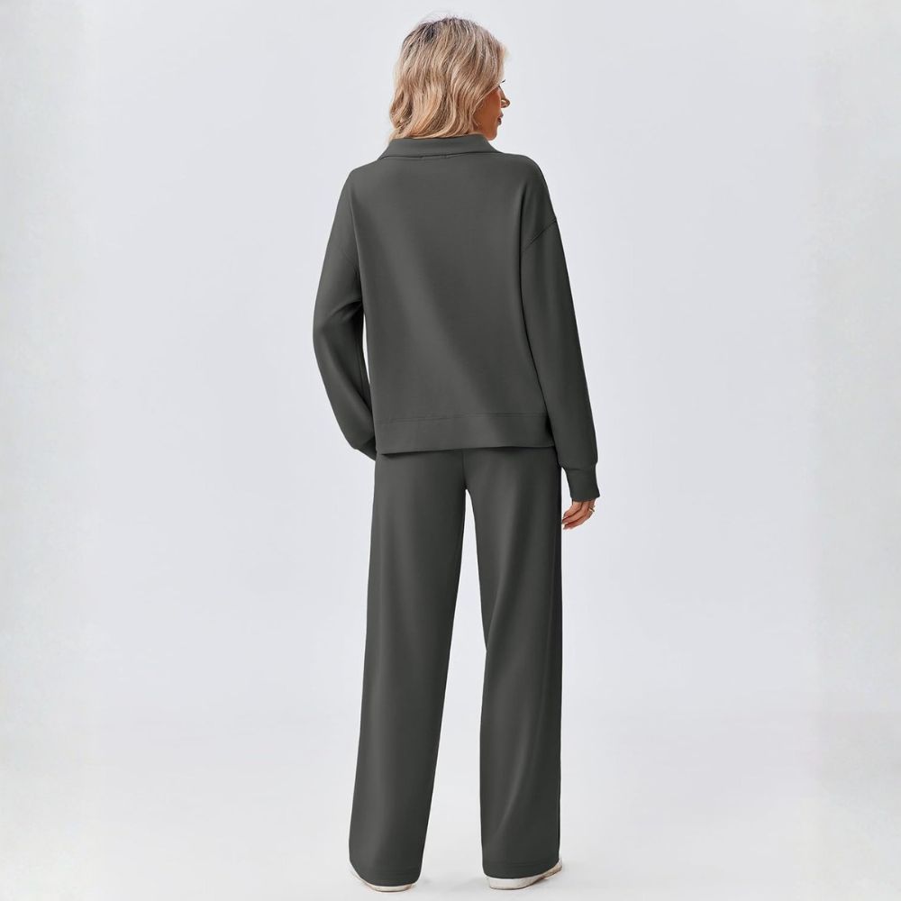 2 Piece Sets for Women 1/2 Zip Sweatsuit Loose Fit Straight Leg Pants