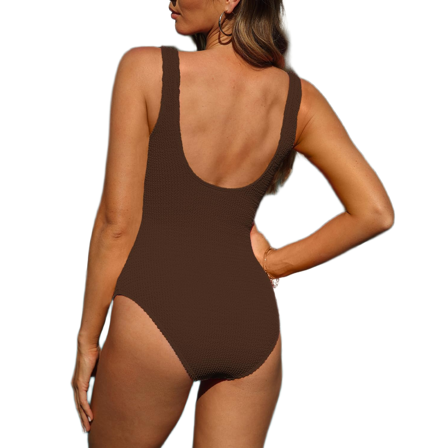 Ribbed One Piece Monokini Swimsuit For Women