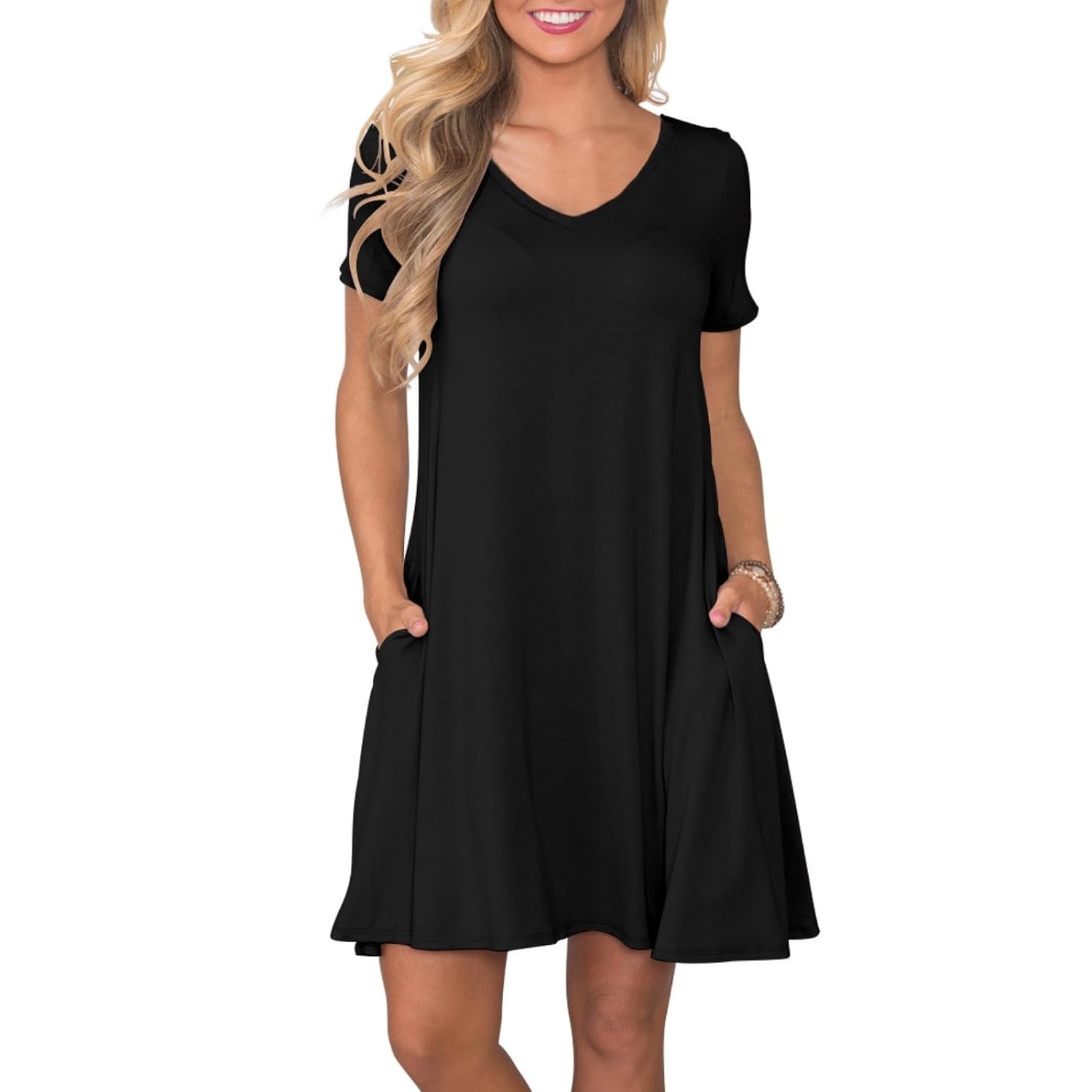 Casual Short Summer Sleeve Dress With Pockets For Women