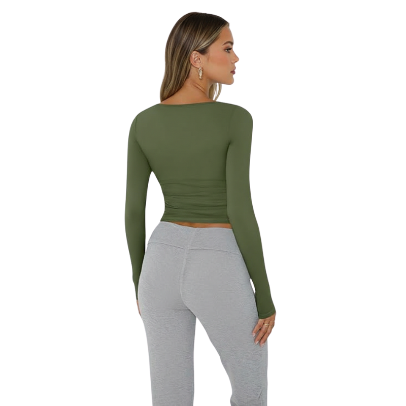 Womens Long Sleeve Shirts Crop Tops Fall Fashion